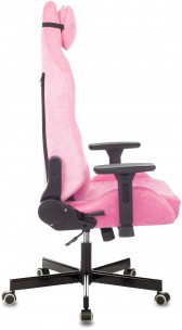 Кресло игровое Knight N1 Fabric розовый Velvet 36 с подголов. крестов. металл