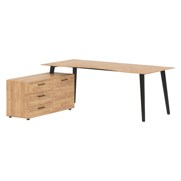 Стол руководителя с тумбой JCT 2018(L) 2000х1800х750 JAY в Верхней Салде 