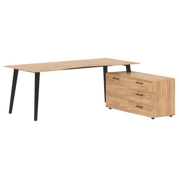 Стол руководителя с тумбой JCT 2018(R) 2000х1800х750 JAY в Верхней Салде 